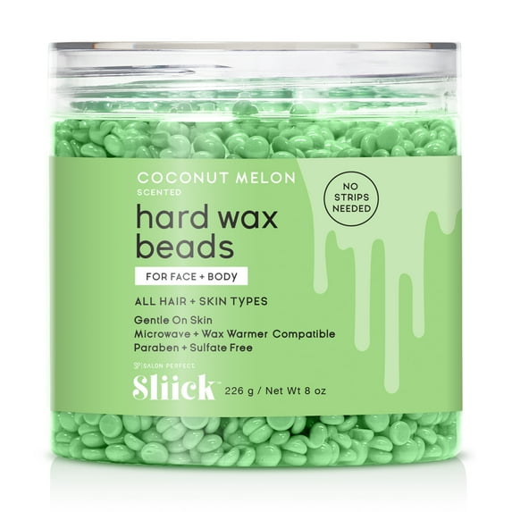 Sliick Coconut Melon Hard Wax Beads, At Home Waxing, For Face and Body, 8 oz