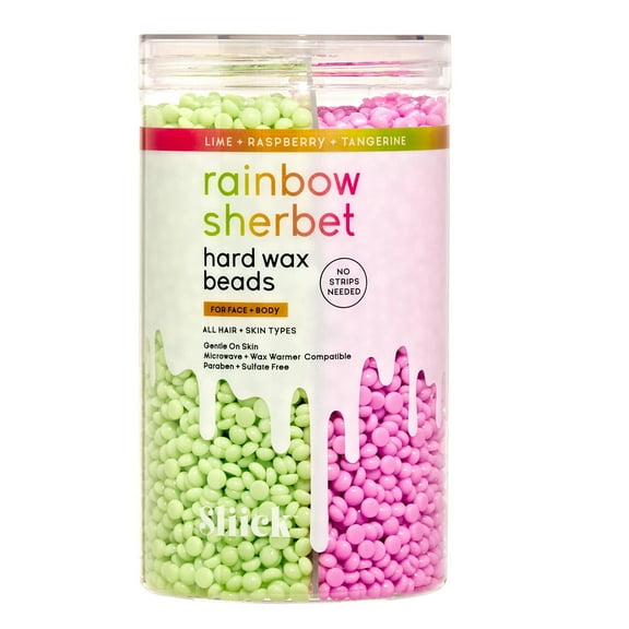 Sliick Rainbow Sherbert Hard Wax Beads, at Home Waxing, for Face & Body, 15oz