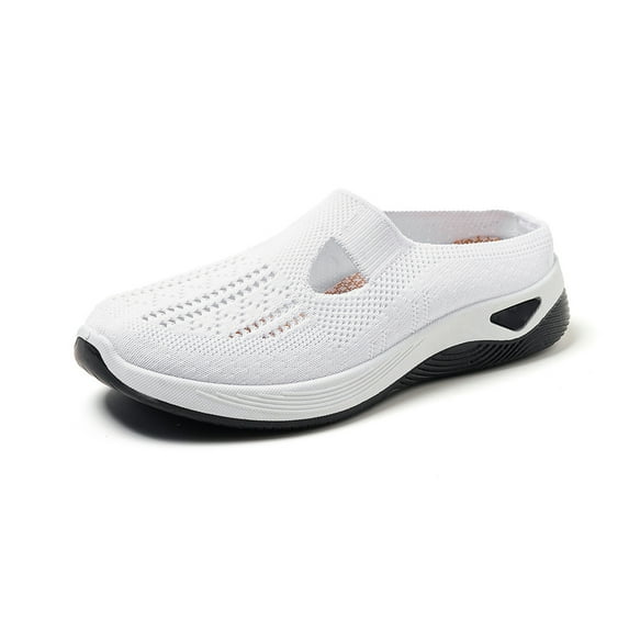 Sliippers for Women, Orthopedic Shoes, Women Wide Width Breathable Walking Comfortable Slip On Sneakers, Non Slip Food Service Lightweight Sneaker, Nurse Shoes Arch Support Sneakers, White 8