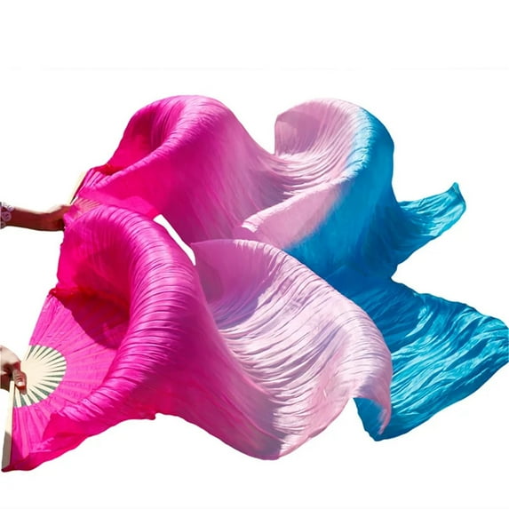 Slik Fans Belly Dance Stage Performance Dance Fans Silk Veils Colored Women Belly Dance Fan Veils 2pcs