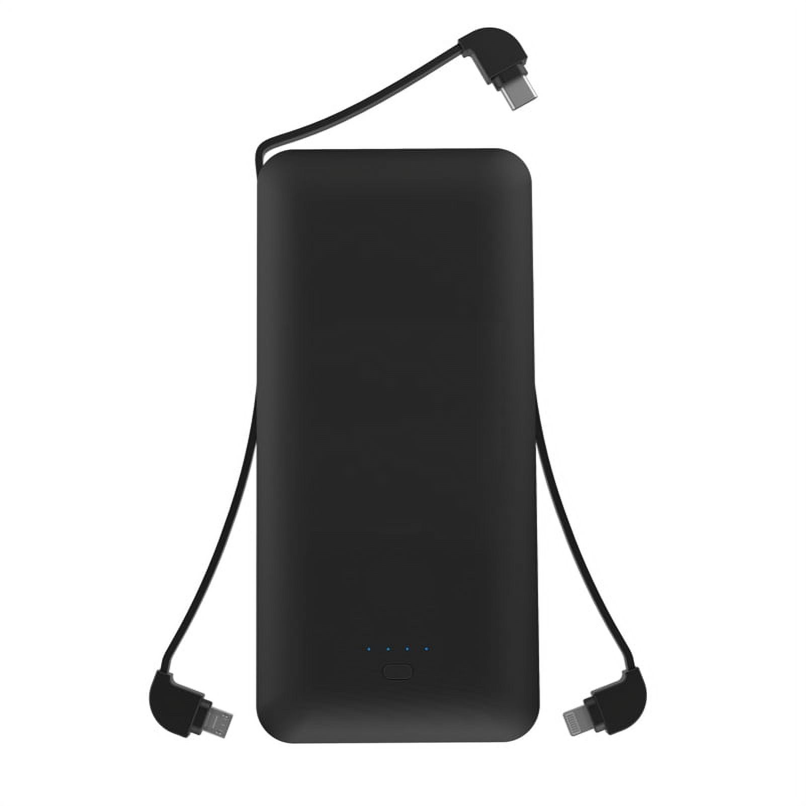 Slim 10000mAh Portable Battery Charger Backup USB Power Built-in Cables and AC Plug N6X for Blackberry Motion, KEYone, Key2, DTek50, Classic - BLU Vivo 5R, Studio Touch, R1 HD, Life Play S
