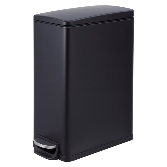 Slim 12 Gal Kitchen Trash Can, Step Garbage Can with Soft Close Lid for Narrow Spaces, Space-Saving Stainless Steel Trash Bin with Inner Bucket
