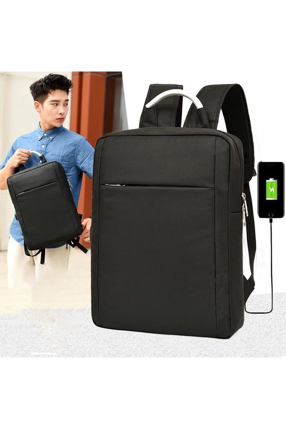 Slim 16 Inch Water Resistant Travel Laptop Backpack with USB Port, 36–55L Polyester Business Commute Bag Black