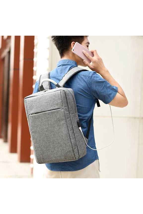 Slim 16 Inch Water Resistant Travel Laptop Backpack with USB Port, 36–55L Polyester Business Commute Bag Gray