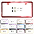 thumbnail image 1 of Slim 2 Holes Style Powder Coated Candy Red Stainless Steel License Plate Frame with Aluminum Screw Cap, 1 of 8