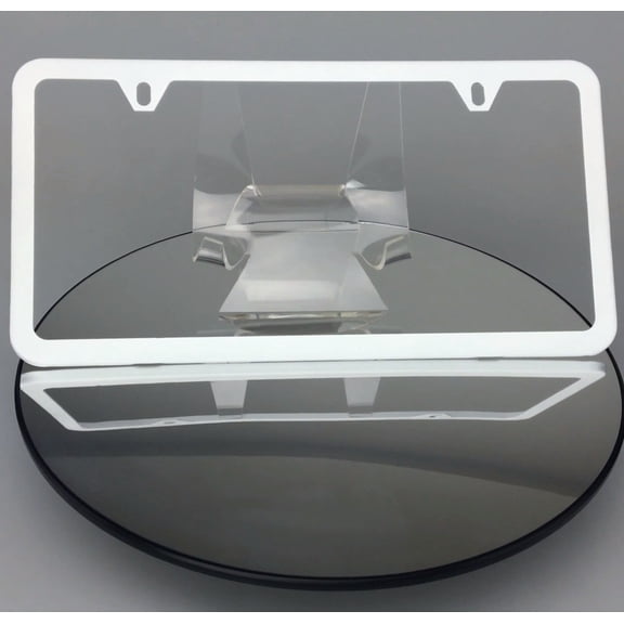 Slim 2 Holes Style Powder Coated Matte White Stainless Steel License Plate Frame