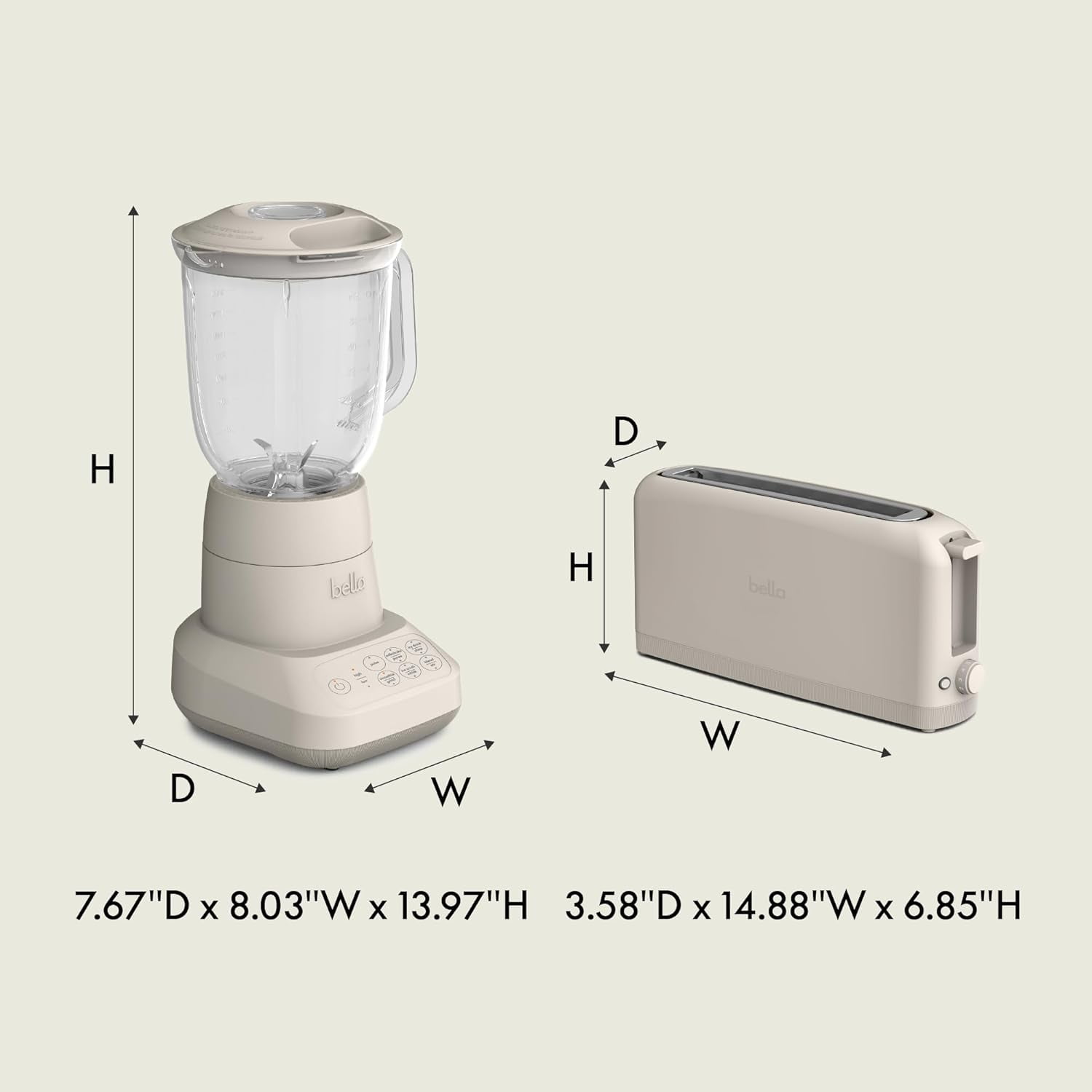 Slim 2-Slice Toaster and Flip & Store Blender Combo with 48oz Pitcher for Smoothies