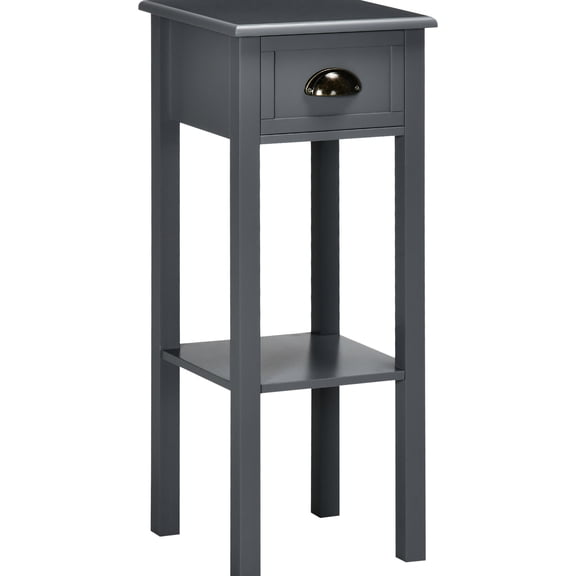 Slim 2-Tier Side Table with Shelf | Blends Well in Bedroom Décor | Constructed from Quality MDF | Keeps Items Away from Water