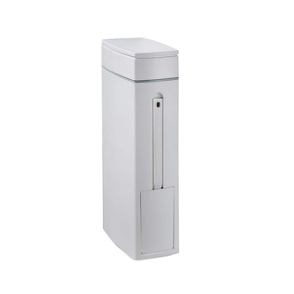Slim 4.5L Bathroom Trash Can, Plastic-Covered Step Bin & Built-In Brush Holder, Waterproof Bin for Home Bath