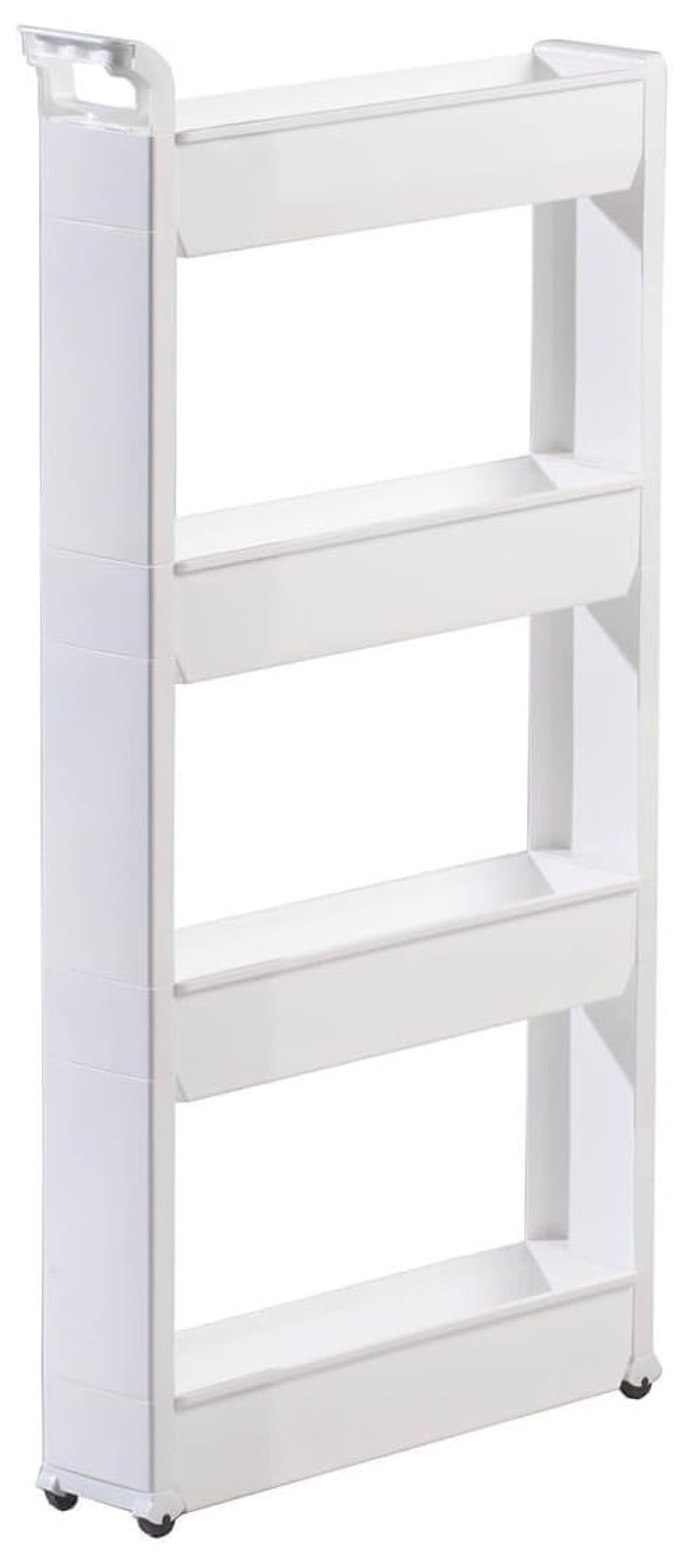 Slim 4-Tier Rolling Storage Cart – Narrow Utility Organizer Rack for ...