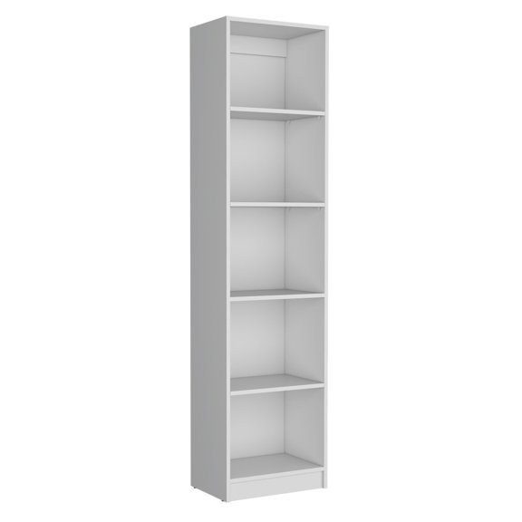 Slim 5 - Shelf Bookcase for Home Office | Accommodate Reads and Keepsakes | Particle Board Construction | Overcome Limited Storage