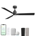 thumbnail image 1 of Slim 52in 3-Blade Smart Ceiling Fan 2700K-6000K CCT Tunable Range LED Light Kit with Remote Control and Black Hardware with Reversible Black or Weathered Wood Blades Works With iOS or Android App, 1 of 10