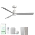 thumbnail image 1 of Slim 52in 3-Blade Smart Ceiling Fan 2700K-6000K CCT Tunable Range LED Light Kit with Remote Control and Brushed Nickel Hardware with Reversible Titanium or Wood Blades Works With iOS or Android App, 1 of 10