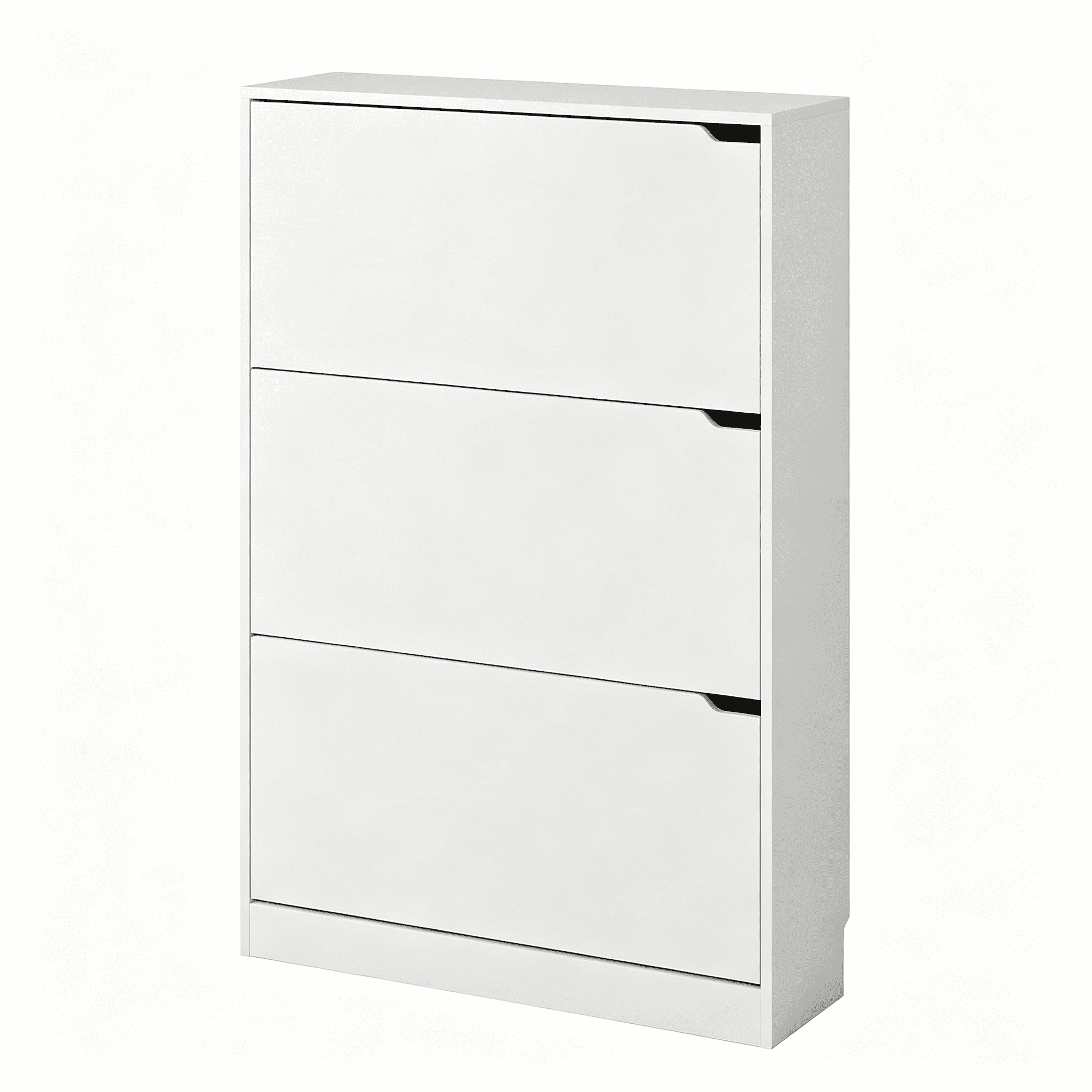 Slim 8.66 Inch Depth Shoe Storage Cabinet, Matte White 3 Flip Drawers Shoe Organizer with Adjustable Shelves Anti-Tip Kit for Entryway Small Apartment Hallway
