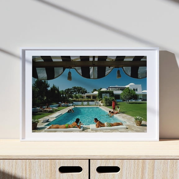 Slim Aarons Poolside In Sotogrande Print Poster, Vintage Print, Photography Prints, High Society Photo Print, Museum Quality Photo Print, Poster Only