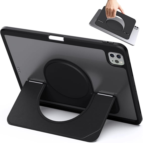 Slim Adhesive iPad Stand, Multi-Angle Tablet Stand for Desk with Magnetic Back for iPad/Galaxy Tab and All 10.4-13" Tablets, Portrait/Landscape Modes, Black