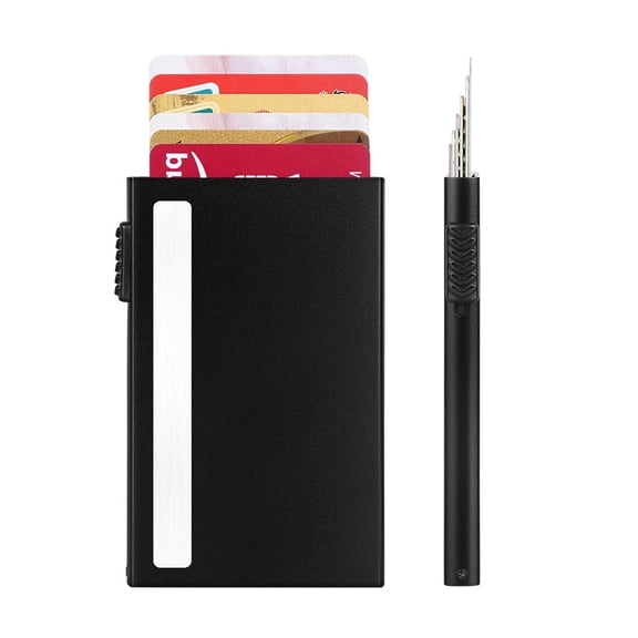 Slim Aluminum Card Holder for Men Women,Minimalist Pop Up Card Case with Anti Theft RFID Blocking Credit Card Box-Metal Card Cases Holds 6 CardsRFID Protected Card Wallet