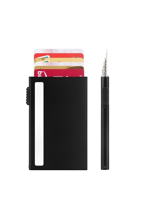Slim Aluminum Card Holder for Men Women,Minimalist Pop Up Card Case with Anti Theft RFID Blocking Credit Card Box-Metal Card Cases Holds 6 CardsRFID Protected Card Wallet