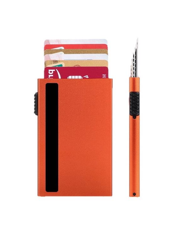 Slim Aluminum Card Holder for Men Women,Minimalist Pop Up Card Case with Anti Theft RFID Blocking Credit Card Box-Metal Card Cases Holds 6 CardsRFID Protected Card Wallet