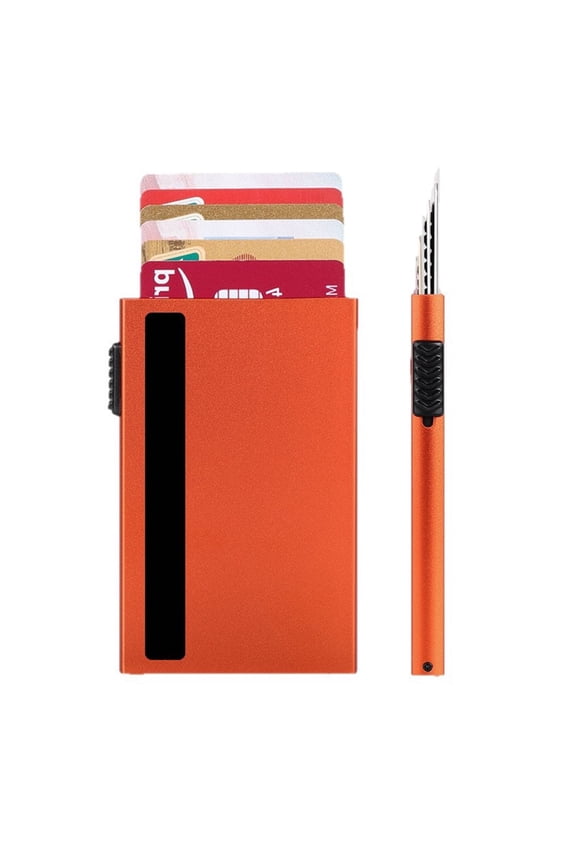 Slim Aluminum Card Holder for Men Women,Minimalist Pop Up Card Case with Anti Theft RFID Blocking Credit Card Box-Metal Card Cases Holds 6 CardsRFID Protected Card Wallet