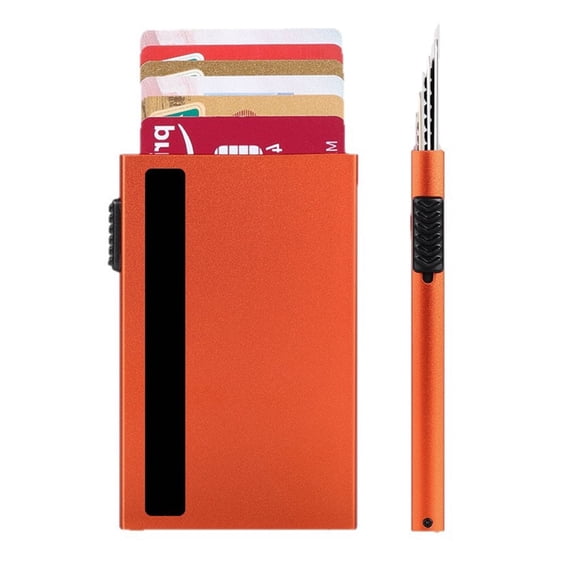 Slim Aluminum Card Holder for Men Women,Minimalist Pop Up Card Case with Anti Theft RFID Blocking Credit Card Box-Metal Card Cases Holds 6 CardsRFID Protected Card Wallet