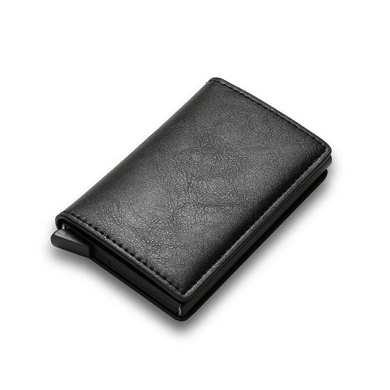 Slim Aluminum Wallet with Elasticity Back Pouch ID Credit Card Holder ...
