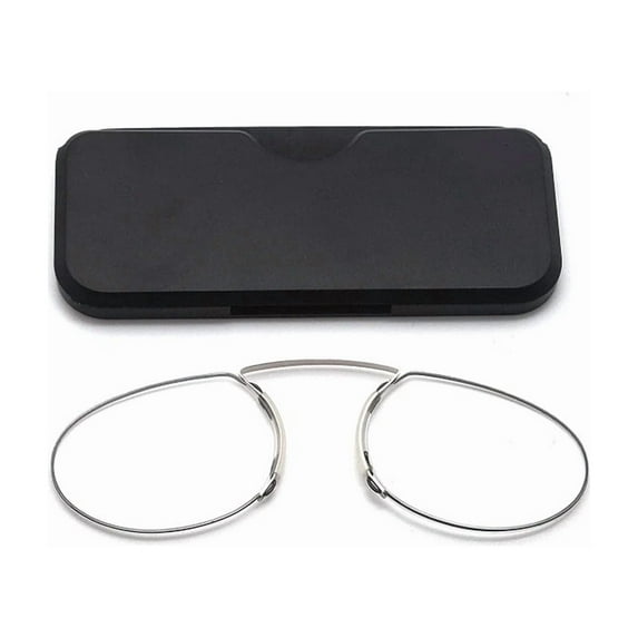 Slim Armless Reading Glasses with Portable Cases for Women Men, Pocket Size Small Readers Comfortable Nose Pads black+1.5