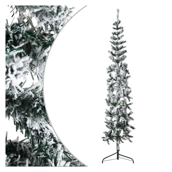 Slim Artificial Half Christmas Tree with Flocked Snow 6 ft