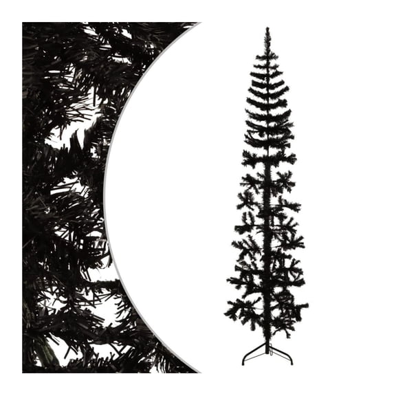 Slim Artificial Half Christmas Tree with Stand Black 8 ft
