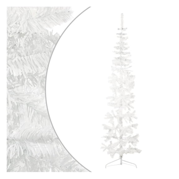 Slim Artificial Half Christmas Tree with Stand White 7 ft