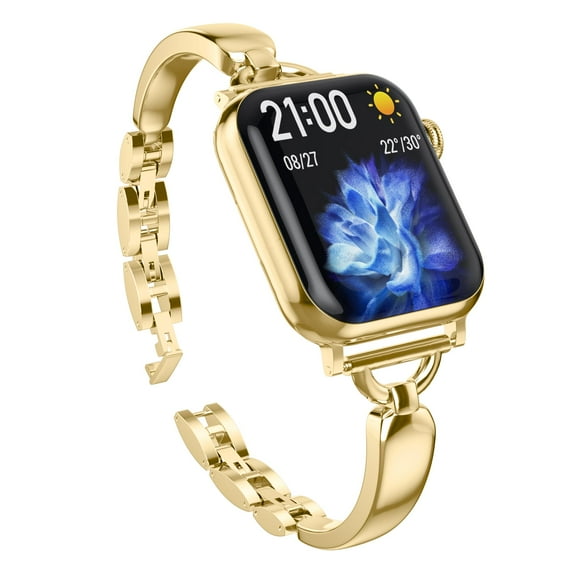 Slim Band Compatible with Apple Watch 38mm 40mm 41mm iWatch Series 9 8 7 6 5 4 3 2 1 SE, Women Adjustable Replacement Bracelet, Jewelry Metal Strap,Gold