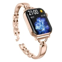 Slim Band Compatible with Apple Watch 38mm 40mm 41mm iWatch Series 9 8 7 6 5 4 3 2 1 SE, Women Adjustable Replacement Bracelet, Jewelry Metal Strap,Rosegold