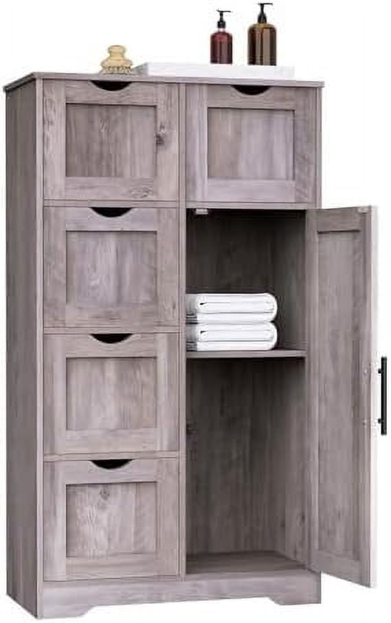Slim Bathroom Cabinet with Drawers Entryway Cupboard Tall Pantry ...