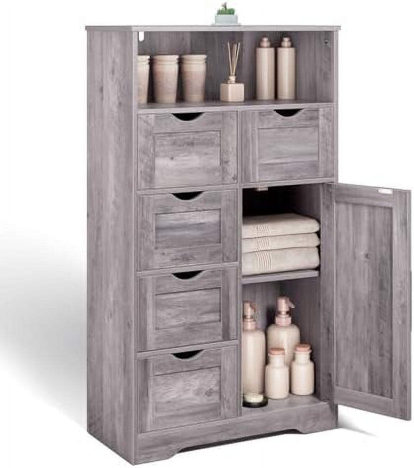 Slim Bathroom Cabinet with Drawers Entryway Cupboard Tall Pantry ...
