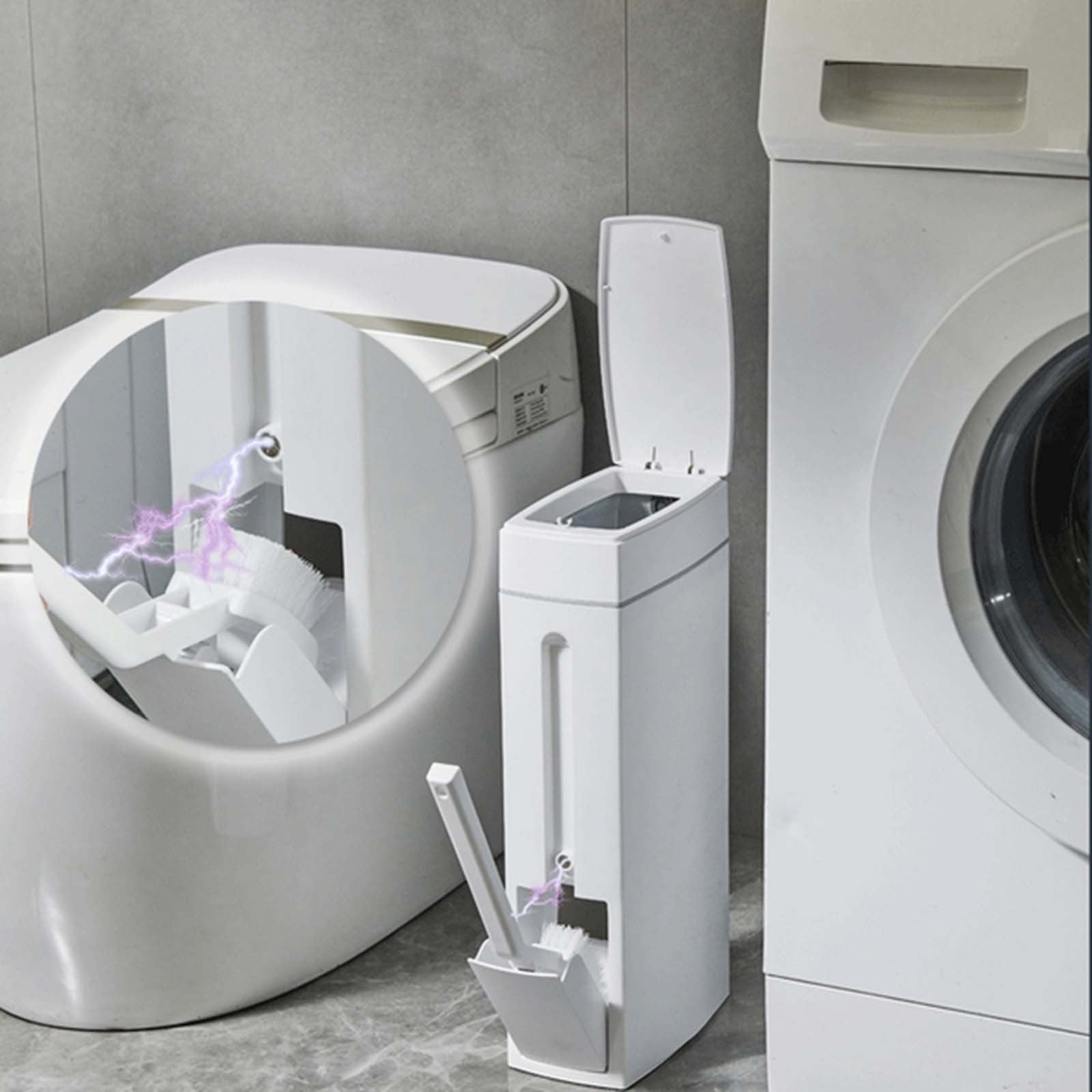 Slim Bathroom Corner Toilet Trash Can with Pop-Up Lid, Space Saving ...