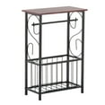 thumbnail image 1 of Slim Bathroom Side Table with Toilet Paper Roll Holder & Magazine Storage | Narrow Metal End Table for Small Spaces, 14.6" x 7.9" x 21.5", 1 of 7