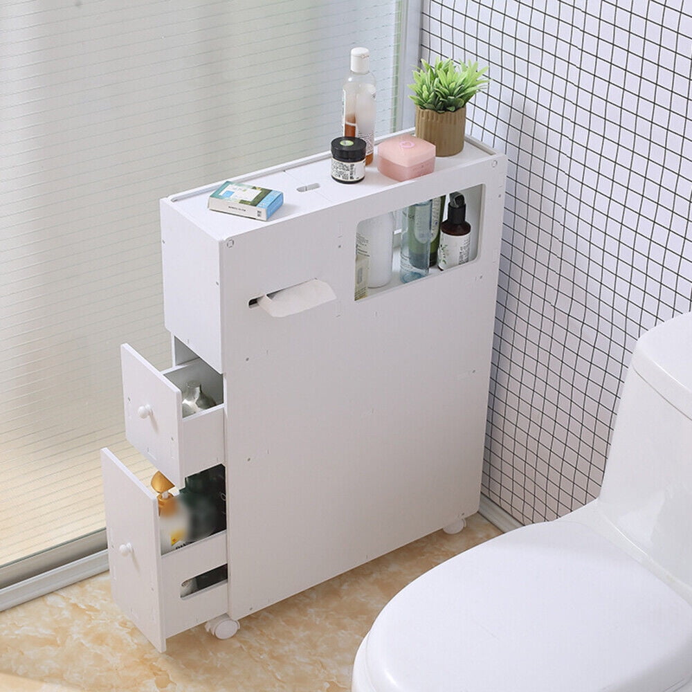 Slim Bathroom Storage Cabinet Floor Storage Organizer with Slide Out ...