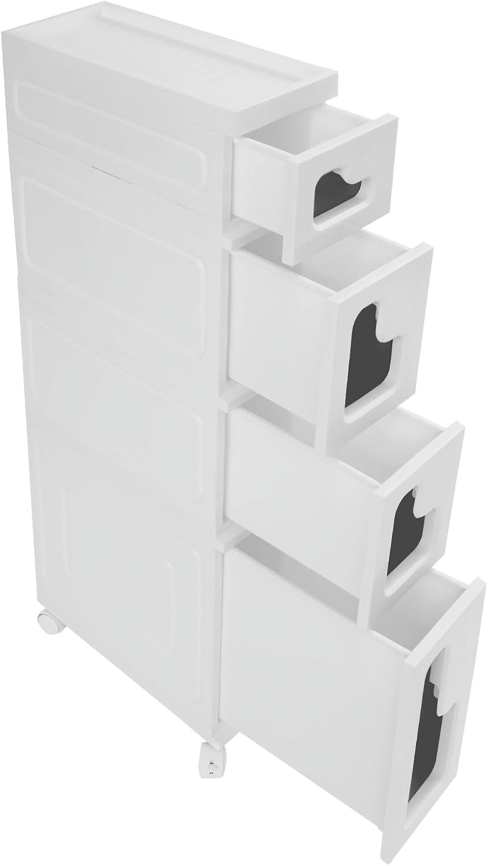 Slim Bathroom Storage Cabinet,Floorstanding Storage Rack with Movable ...