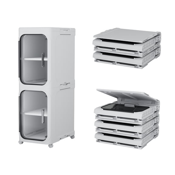 Slim Bathroom Storage Cabinet, Narrow Tall Cabinet with Doors and Wheels, Adjustable Shelves, Foldable Storage for Small Spaces White 1T