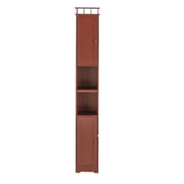Slim Bathroom Storage Cabinet - Space Saving Organizer - Walnut