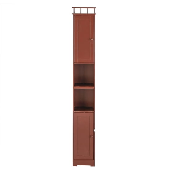 Slim Bathroom Storage Cabinet - Space Saving Organizer - Walnut
