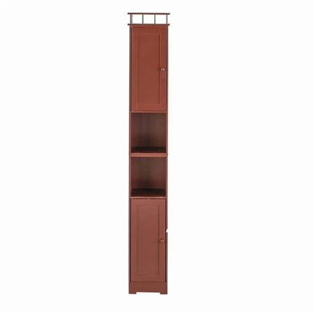 Slim Bathroom Storage Cabinet - Space Saving Organizer - Walnut
