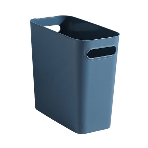 Slim Bathroom Trash Can 2.3 Gallon, Durable Plastic Small Compact Waste Basket for Home Bedroom, Dorm, Under Office Desk Dustbin, Compost Bin Trash Bin with Cut Out Handles, 1Pc(Blue,10.8x5.1x9.8")