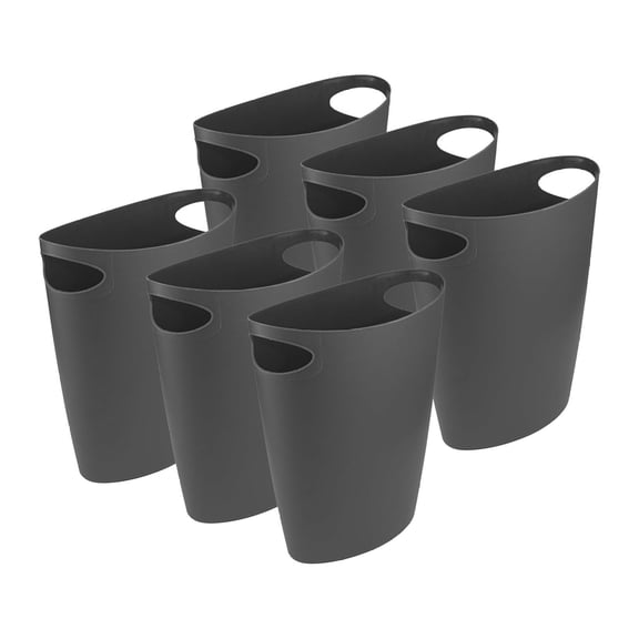 Slim Bathroom Trash Can 2 Gallon Plastic Small Compact Waste Basket for Bedroom, Dorm, Under Office Desk, Narrow Portable RV Dustbin, 6 Grey