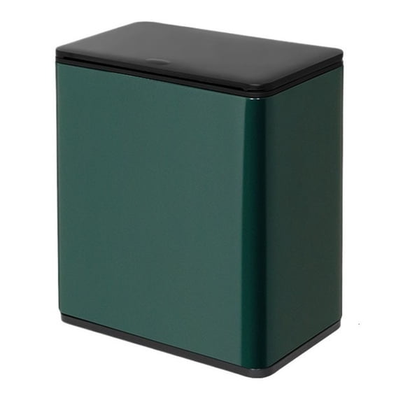 Slim Bathroom Trash Can, Modern Metal Trash Can Wastebasket with Press Top Lid, 3.1 Gallon Narrow Trash Bin with Removable Liner Bucket