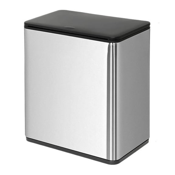 Slim Bathroom Trash Can, Modern Metal Trash Can Wastebasket with Press Top Lid, 3.1 Gallon Narrow Trash Bin with Removable Liner Bucket