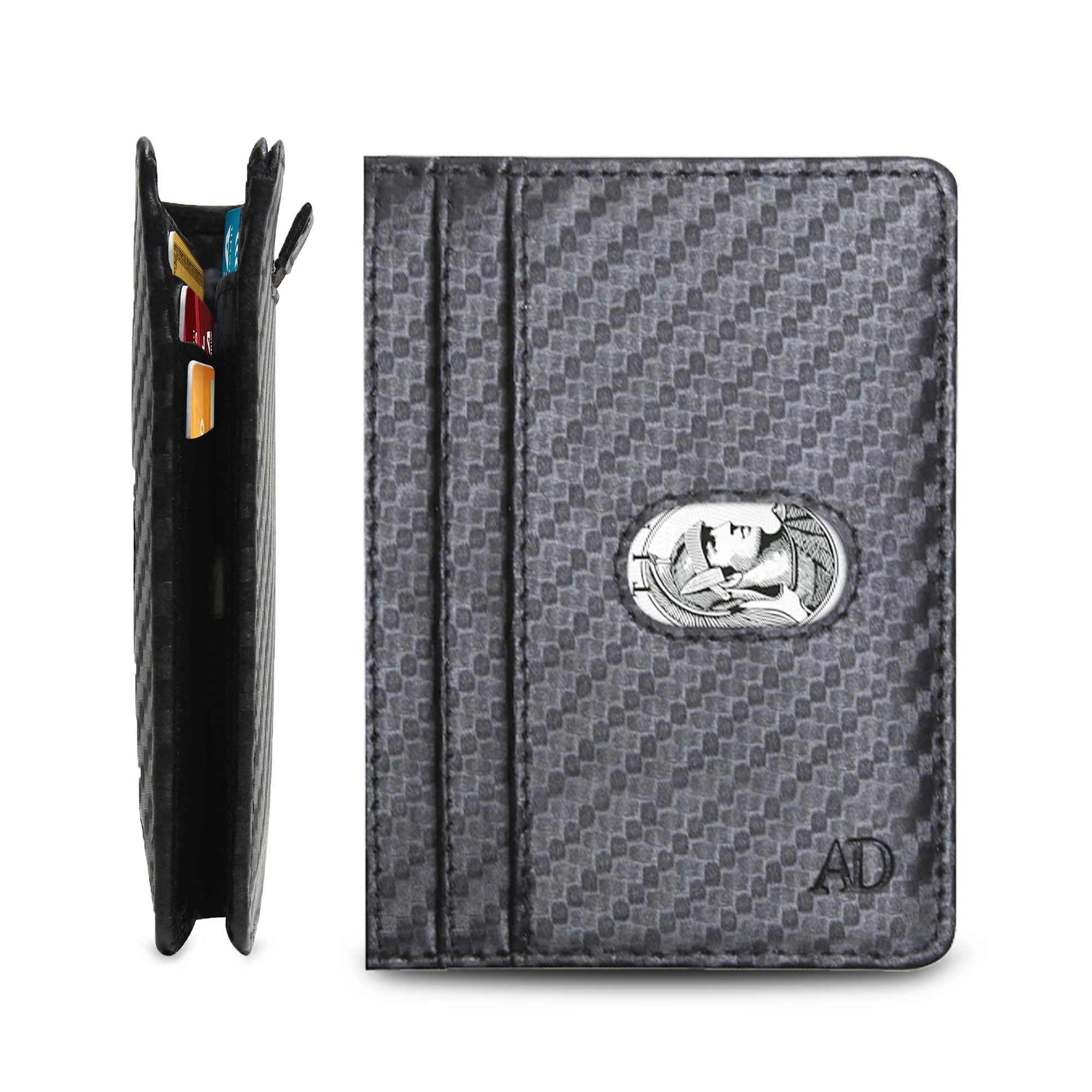 Slim Bifold Wallets For Men Minimalist Leather Front Pocket RFID Card