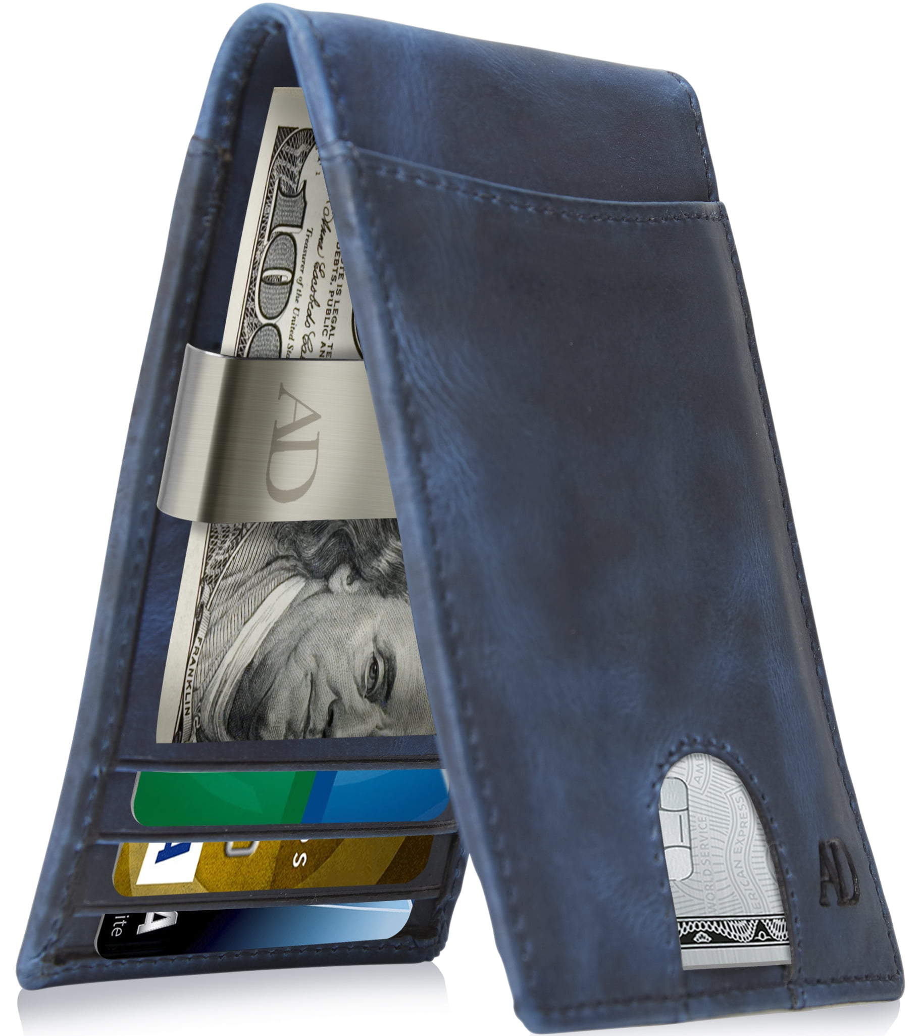 RUNBOX Wallet for Men Slim 11 Credit Card Holder Slots Leather RFID Blocking Small Thin Men's Wallet Bifold Minimalist Front Pocket Large Capacity