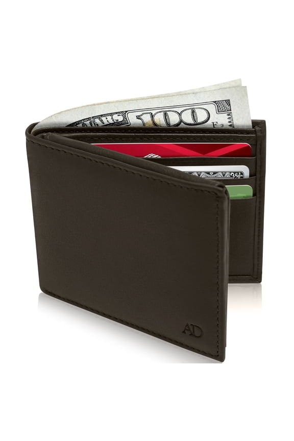 Slim Bifold Wallets For Men RFID - Front Pocket Leather Small Mens Wallet With ID Window Gifts For Men