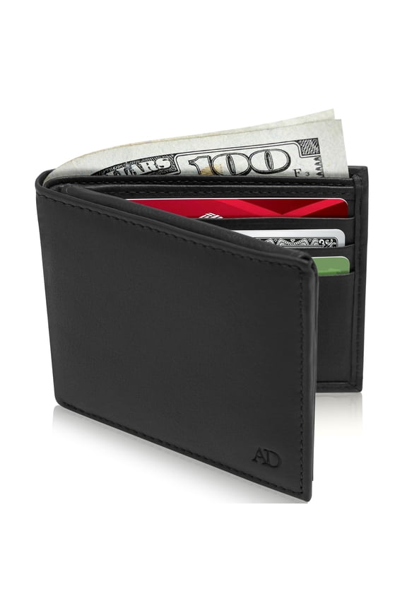 Slim Bifold Wallets for Men RFID - Front Pocket Leather Small Mens Wallet with ID Window Gifts for Men